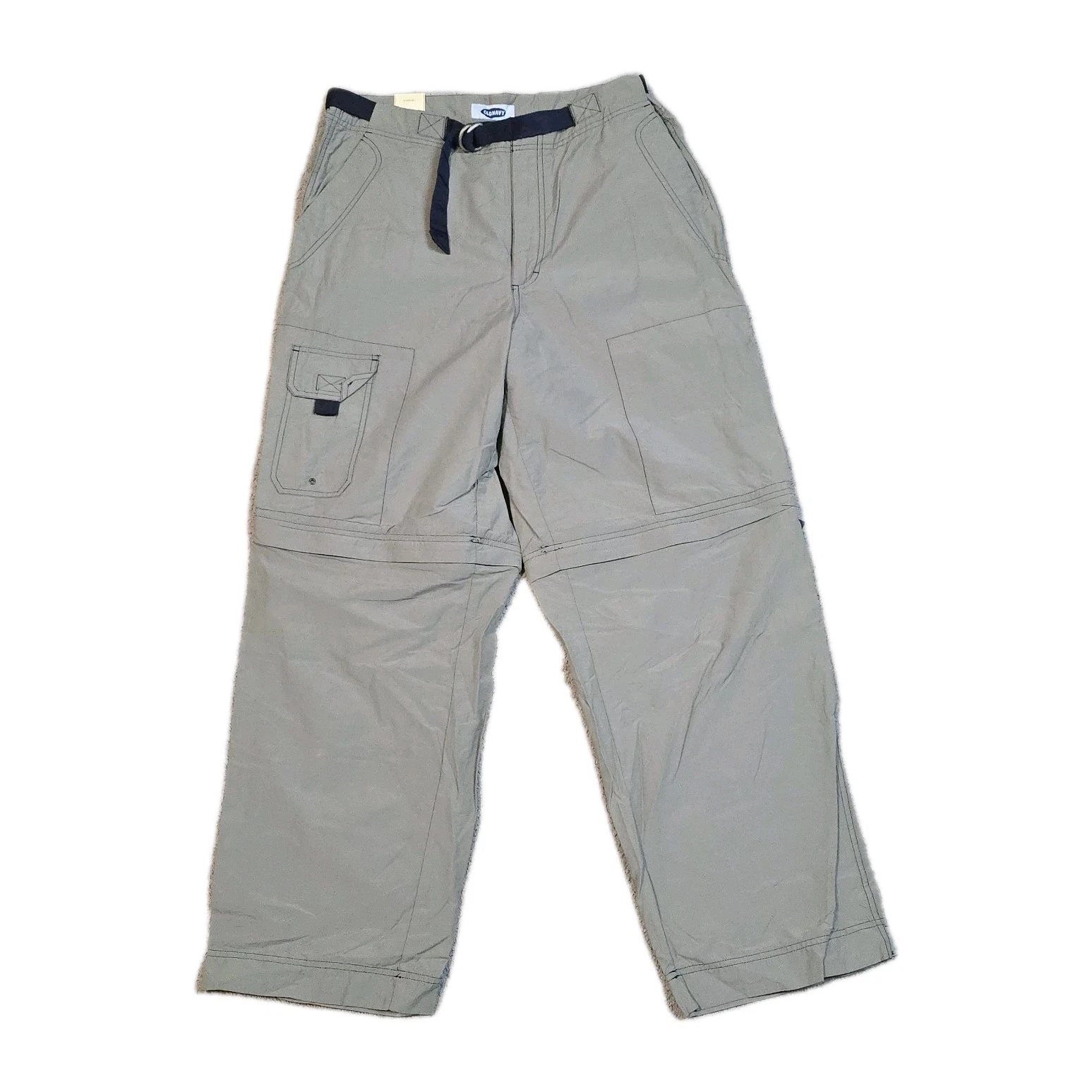 Old Navy Convertible Cargo Hiking Pants Mens 34x32 Khaki Wide Leg Zip Off Green