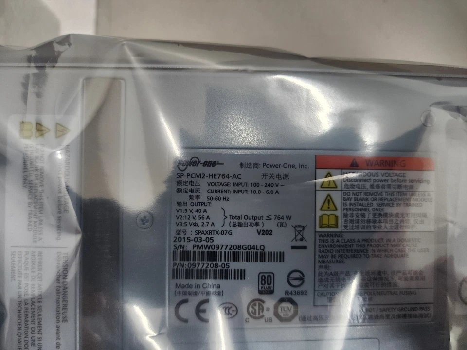 BEL POWER 2U Power Supply SP-PCM1-HE764-DC 764DC DELL 1103152-02 07N44M 48VDC IN - Image 4 of 4