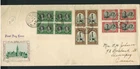 Canada #246-248, 1939 Royal Visit set in blocks of 4, large Royal Train cancel