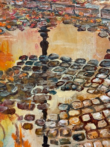 Oil Painting Of Cobblestone Street With Reflection Of A Streetlamp Russian - Picture 8 of 20