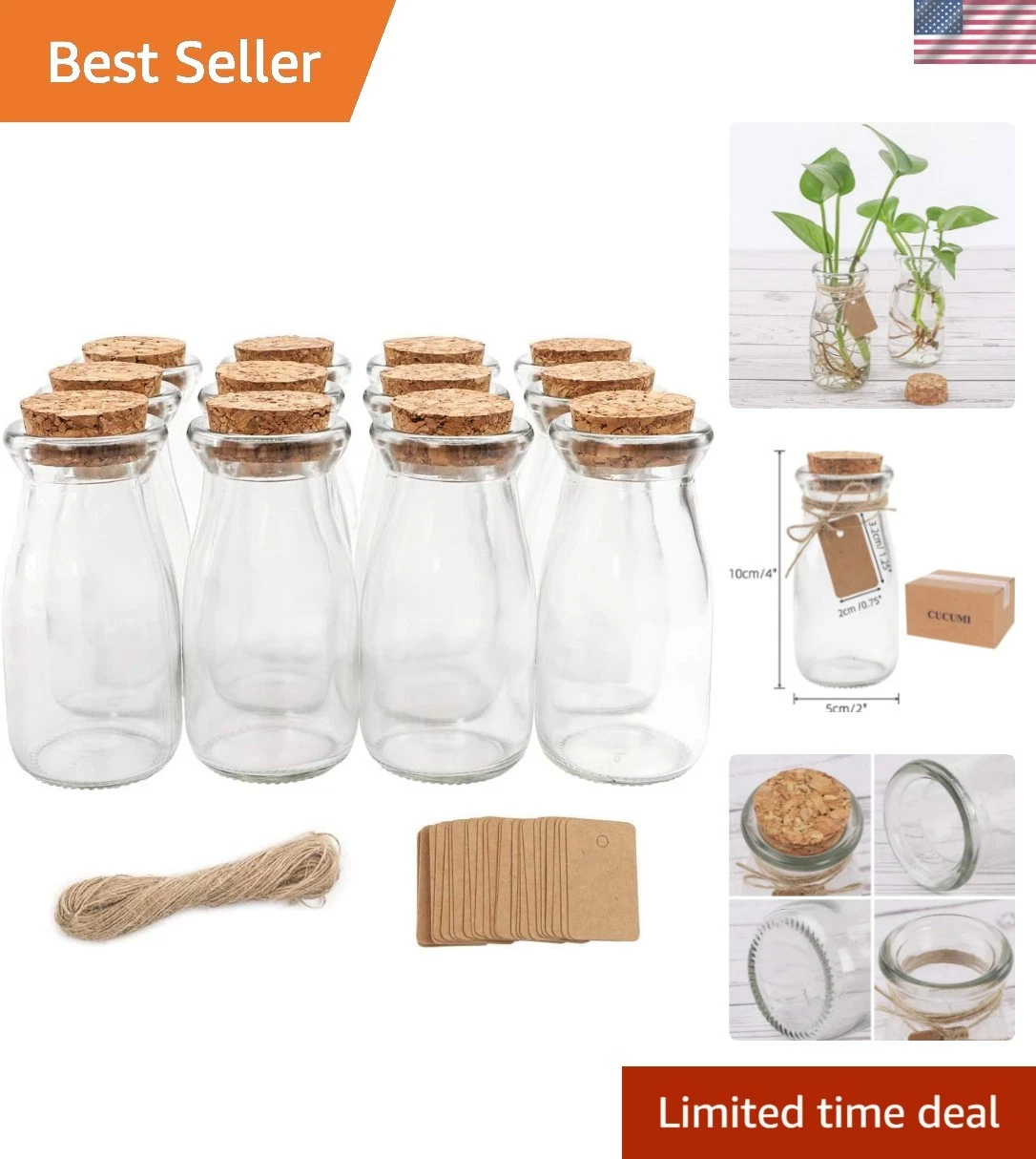12pcs 3.4oz Small Glass Jars with Lids, 100ml Candy Jars Potion Bottles with ...