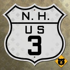 New Hampshire US Route 3 Franconia Notch highway marker road sign 1926 16x16