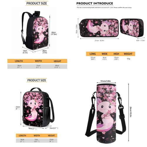 Cute Axolotl Kids Bookbag School Backpack with Lunch Box for Boys,Childrens B... - Bild 5 von 5