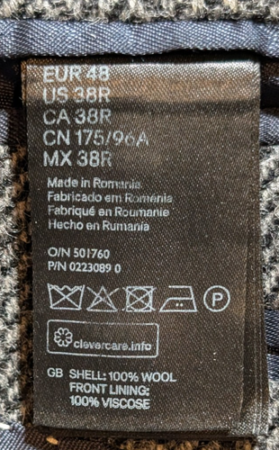 H&M Moon Stoff Wolle Tweed grau Fischgrät Blazer Jacke 38 R Ellenbogen Patches - Bild 7 von 8