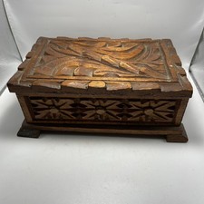 Hand Carved Hinged Wooden Box