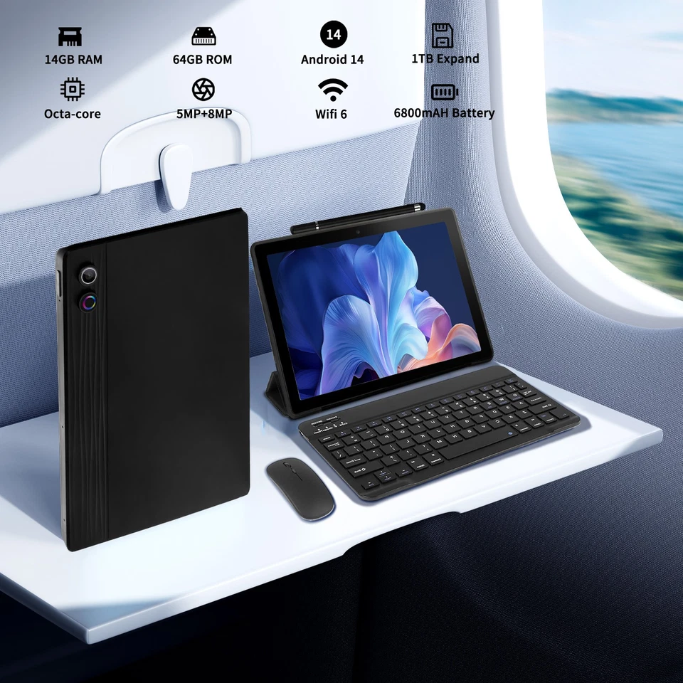 2025 New 10.1 inch Android 14 Tablets HD Touchscreen Octa-Core 64GB Dual Camera - Image 3 of 4