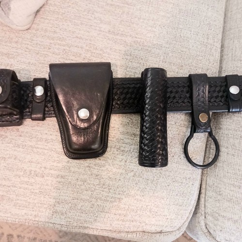 Vintage Tex Shoemaker Police Basket Weave Duty Belt, Sz 32-34 holster, Accessor. - Picture 8 of 18