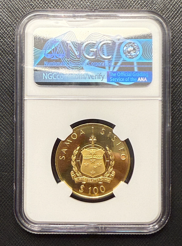 Samoa 1976 Gold 100 Tala NGC PF64UC US Montreal Olympics - Weightlifting - Picture 2 of 2