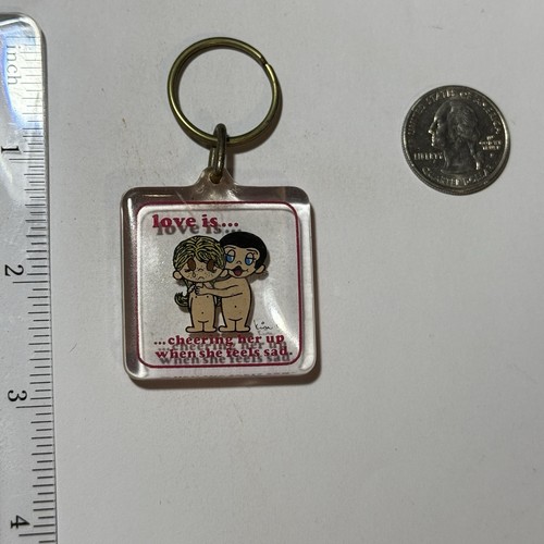 Love Is… VTG Lucite Key Chain Key Fob - Picture 3 of 3