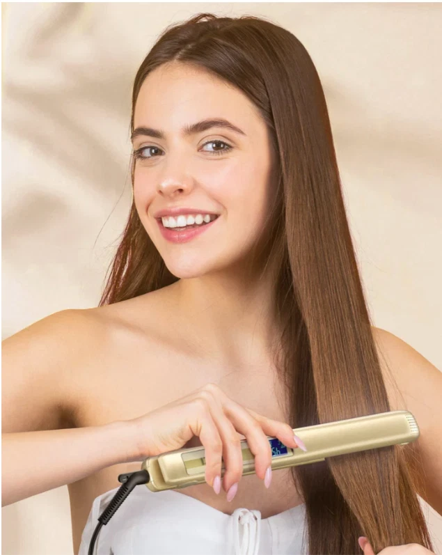 Piastra per capelli professionale in titanio Display digitale LCD Bigodino kipoz - Image 3 of 4