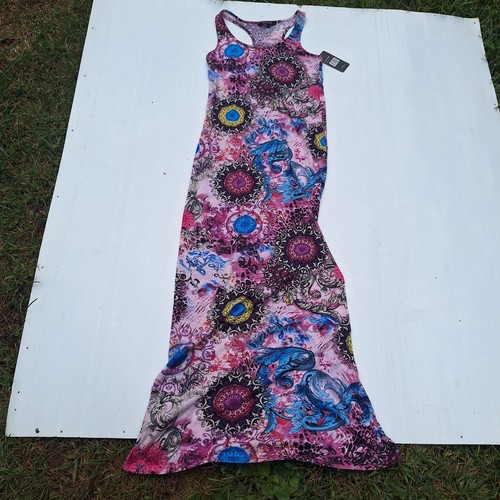 Womens Artsy Maxi Dress Size S Floral Gypsy Beach Coastal Festival Whimsical - Picture 8 of 11