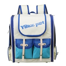 Pet Portable Travel Backpack Carrier for Small Cat Pet Dog Beige White Blue