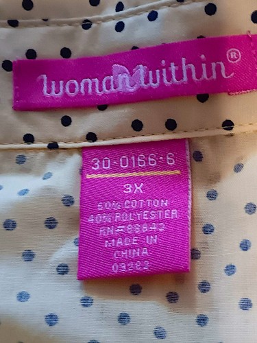 Woman Within Sz 3X Button Front L/S Blouse, Yellow/Black Geometric. NS-22 - Picture 7 of 8