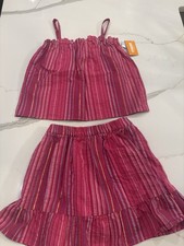 Gymboree Girls Two Piece Skirt Tank Set Size 8 Pink Stripes NWT