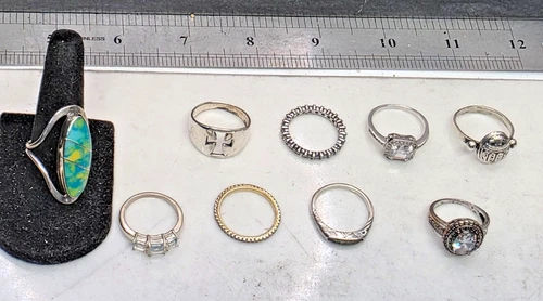 Sterling .925 Assorted Lot of Designer and vtg rings 30.29g  10 rings
