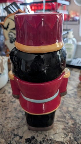 Christmas Holiday Ceramic Nutcracker Cookie Jar/Canister 10.5"x5" - Picture 5 of 6