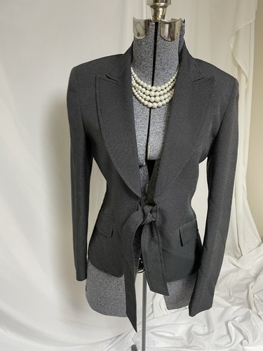 Anne Klein Blazer Size 8 Jacket Suit Separates Executive Pockets Tie Front Close - Picture 16 of 19