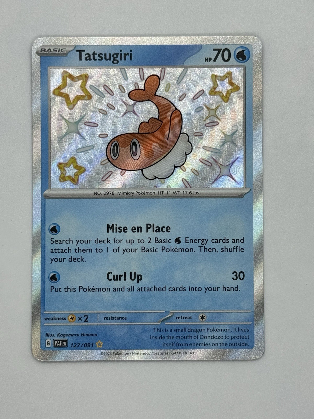 Pokémon TCG Tatsugiri Holo Shiny Rare Card Paldean Fates 127/091 Near Mint