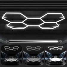 Hexagon Garage Lights 3 Level Dimmable, High Brightness 168W 5600 to 18480 Lu...