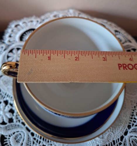 Lomonosov LFZ Russian Oversized 300 ml Cup & Saucer blue/white/gold Beautiful - Picture 8 of 10