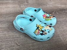 Crocs Kids Size C12 Sandals Classic Clog Shoes boys Light Blue Many Charms