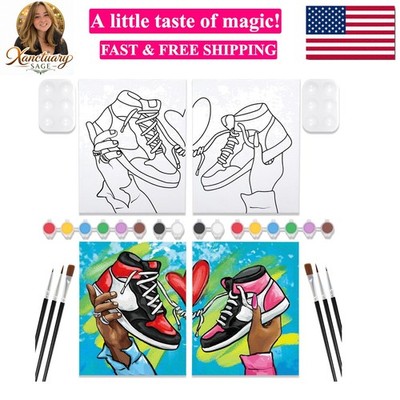 2 Pack Couples Paint Party Kits Pre Drawn Canvas for Adults Paint and Sip Kit...