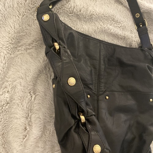 Y2K Badgley Mischka Black Leather Shoulder Hobo Bag Purse Vintage Rare! - Picture 9 of 24