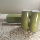 Vintage Mikasa Japan Avocado Green Cera Stone Covered Butter Dish, Salt & Pepper