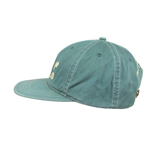 VTG Polo Ralph Lauren Cursive Font Emb Logo Leather Strap Hat Adult OS Green EUC - Picture 2 of 9