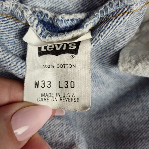 Vintage 90s Levis 501 Made in USA Blue Denim Jeans 30x29 Distressed Cowboy Cut - Bild 7 von 12