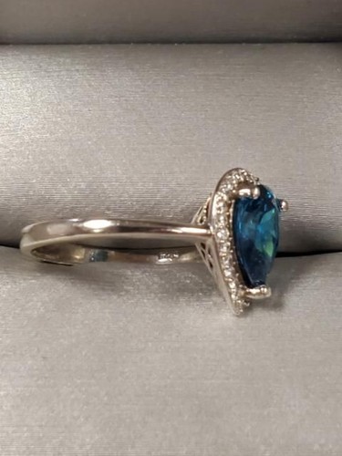 Sterling Silver 925 Size 7.5 Ring With Pear Shape Blue Stone - Picture 2 of 7