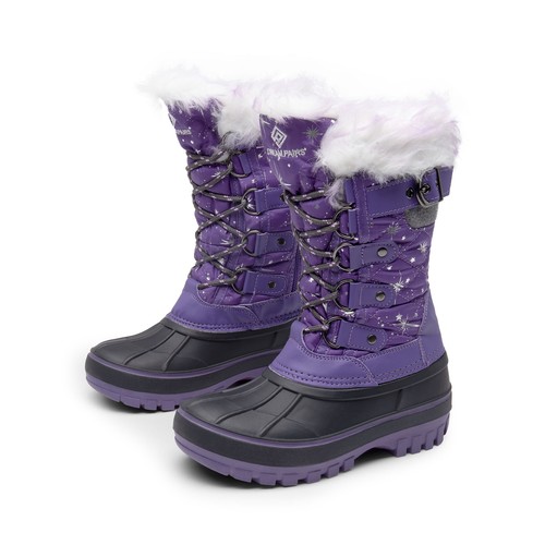 Youth Boys Girls Snow Boots Insulated Winter Warm Knee High Ski Boots Size 9T-6 - Picture 9 of 22