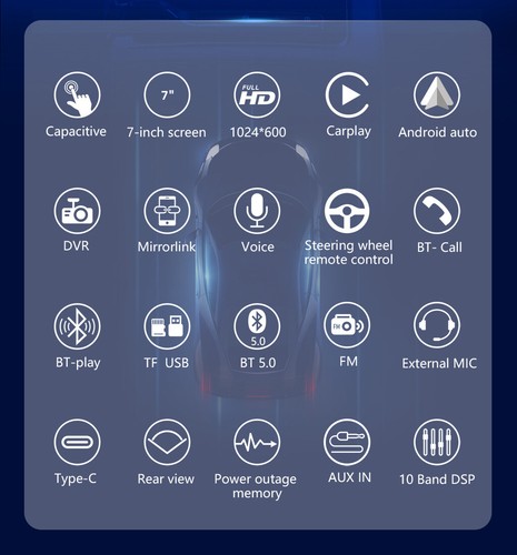 7" 2 DIN Car Stereo Head Unit Radio IOS/Android Carplay Bluetooth FM Radio USB - Bild 4 von 14