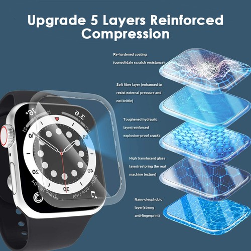 Pour iWatch iWatch Series 9 8 7 41/45 mm protecteur d'écran verre trempé plein 3D - Photo 4 sur 12