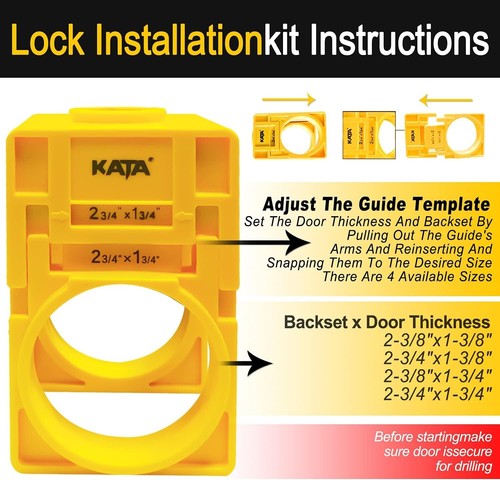 1-3/4" Door Lock Installation Kit for Wooden Doors with Guide Template, Door Loc - Picture 7 of 9