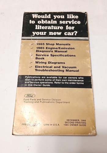 OEM 1985 Lincoln Mark VII Used Owners Manual - Picture 3 of 3