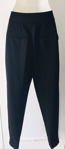 NEW ZARA Black PLEATED PANTS WITH BUTTON Cuffed Hem JEWEL Waist 24" XS  B876 - Picture 6 of 11