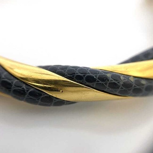 Hermes Bangle Gold Gray Twist Good Condition GP Leather Used HERMES Accessory - Picture 8 of 9