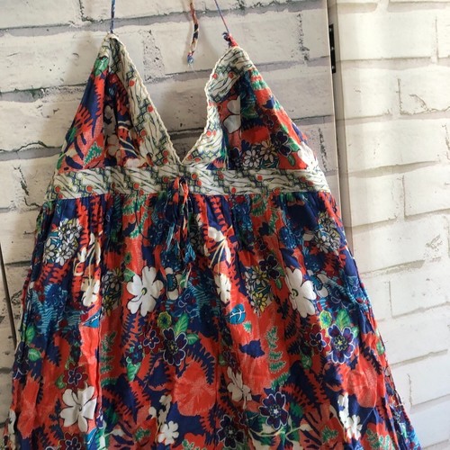 Vestido Babydoll Mujer Zara Y2K Talla S Floral Cuello Halter Playa Vacaciones De Colección - Imagen 2 de 5