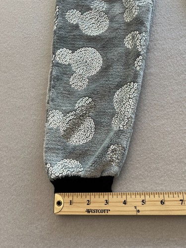 Disney Jogginghose Mädchen XS grau schimmernd Pailletten Mickey kuschelig Kordelzug Pull On - Bild 5 von 10