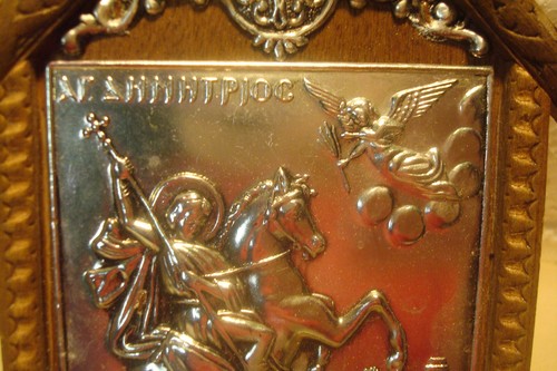 Antique Russian Orthodox Wooden Iconostasis Shrine w/Lamp - Picture 7 of 10