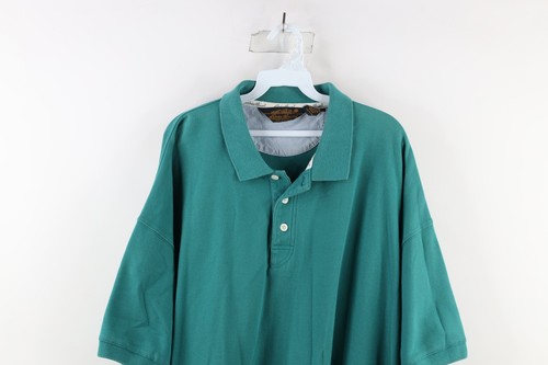 Vintage 90s Eddie Bauer Mens 2XLT Faded Heavyweight Collared Polo Shirt Teal - Picture 2 of 7