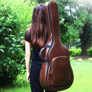 Acoustic-And-Folk-Guitar-Case-Bag-Thickened-Shoulders-Leather-Guitar-Backpack