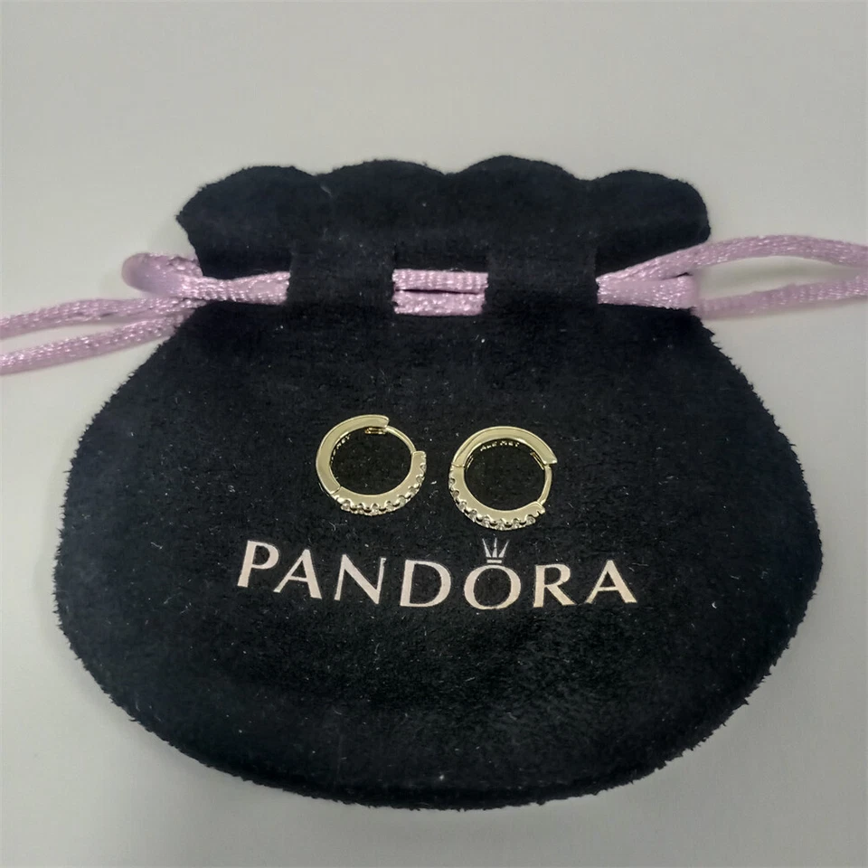 Pandora Moments Sparkling Huggie & Sparkling Huggie Hoop Earrings Gold - Image 4 of 4