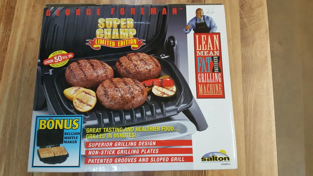 George Foreman Indoor Grill - SUPER CHAMP *LIMITED EDITION* Includes Waffle  Makr