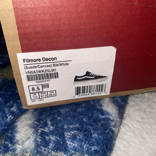 Vans Filmore Decon Sneakers Men's Black White Lace Up Skateboard Shoes Size 8.5 - Picture 8 of 8
