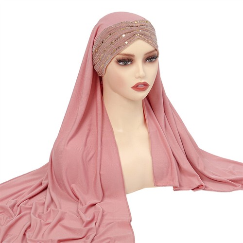Sciarpe donna musulmana pronta da indossare turbante islamico hijab cappello sciarpa istantanea avvolgente - Foto 8 di 43