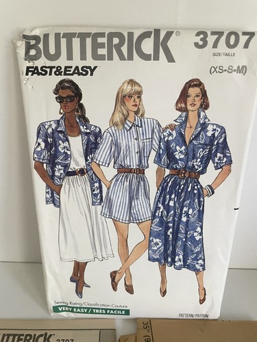 Butterick 3707 Misses' Chic Loose-Fitting Shirt/Top XS S M Uncut Sewing - Picture 2 of 3