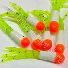 1.5" Tri-Color Crappie Tube 50 Pack       Orange/White/Chartreuse Pepper