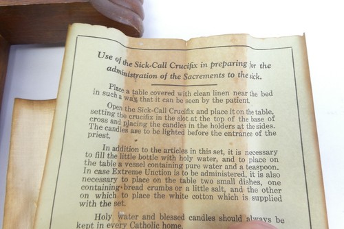 Vintage Letzte Rechte Krankenruf Kruzifix Göttlichkeit Set Kerzen Holz Kreuz - Bild 10 von 13